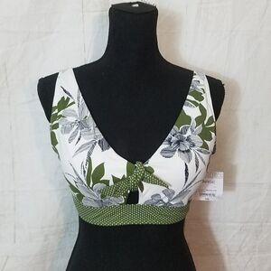 Liz Claiborne floral tie front padded bikini top